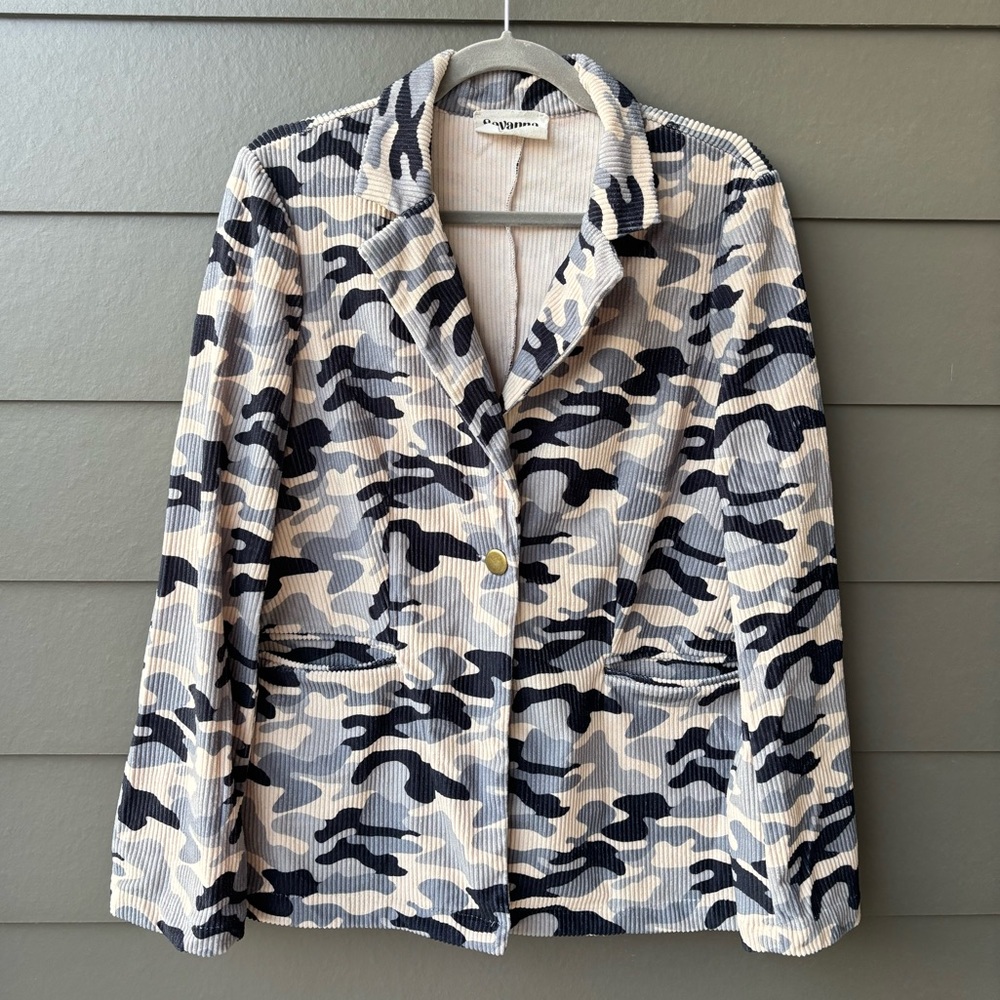 NWOT Savanna Jane Camo Corduroy Blazer | M